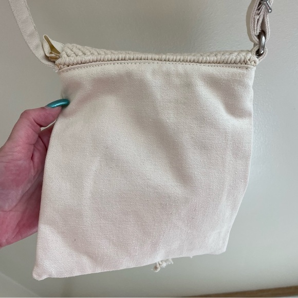 AMERICAN Eagle Crochet Fringe Beaded Boho Mini Crossbody Purse, Cream - Picture 7 of 14